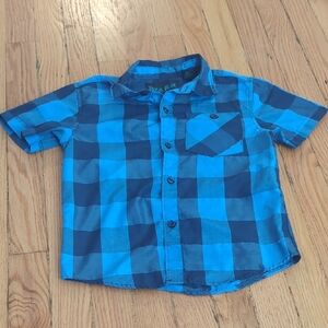 Blue Checkered Collar‎ Button Up Kids Shirt